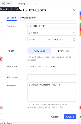 使用TradingView虛擬貨幣看盤最重要的三個設定 警示器