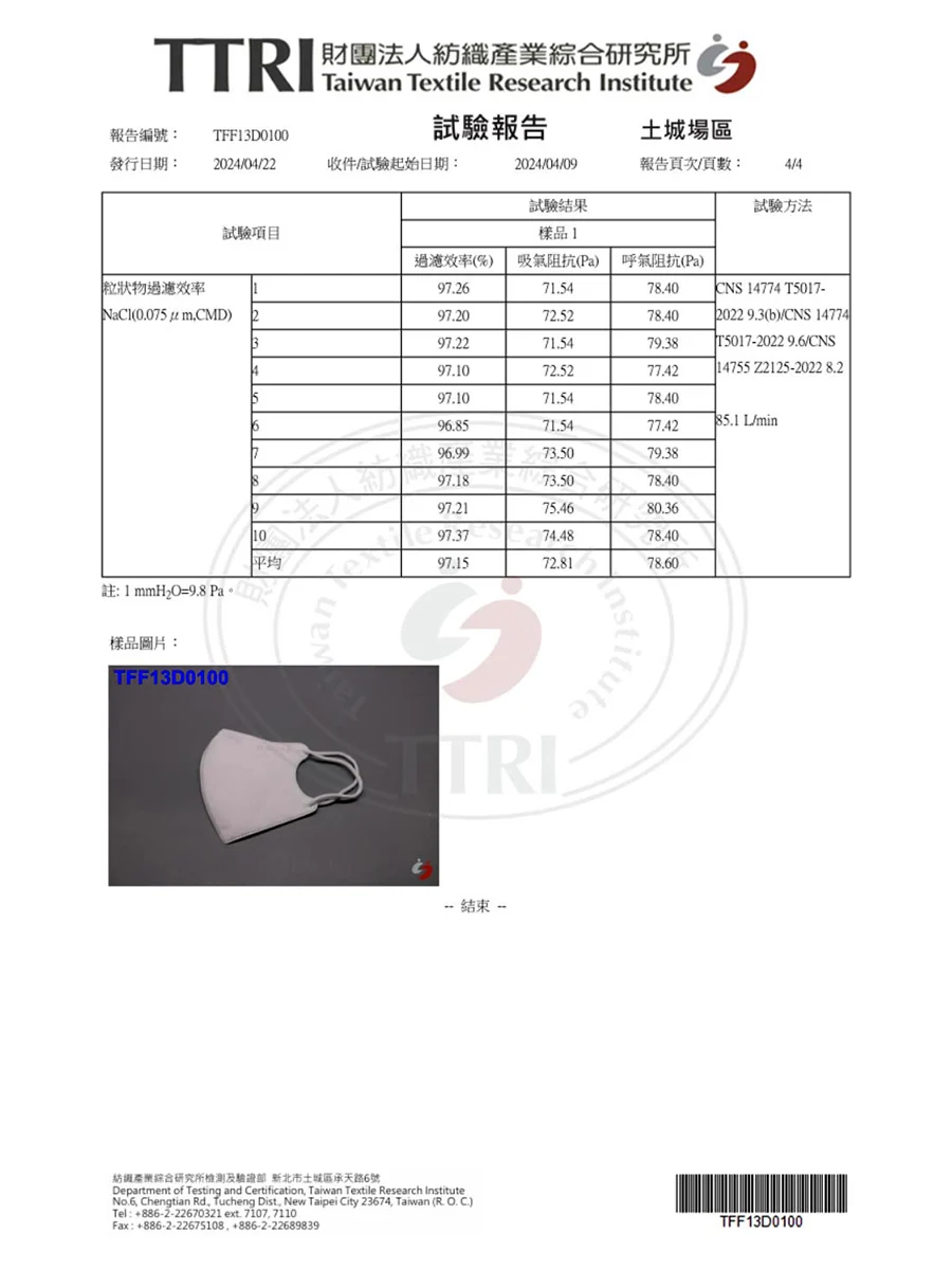 台灣醫療n95口罩 次微米防護